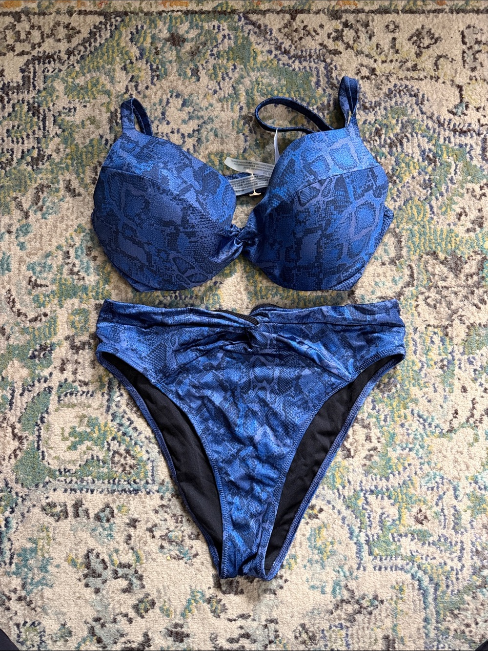 Victoria's Secret Black and Blue Snake print Bikini